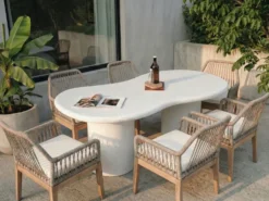 Havebord SIRMIONE 200 cm 110 cm Terrazzo effekt Hvid terrazzo