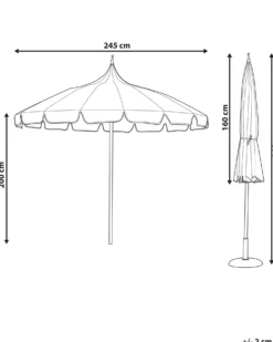 Haveparasol 245 cm MINOA Sort/hvid