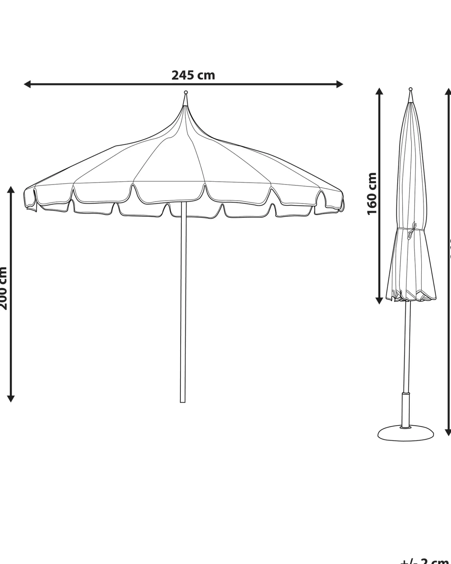 Haveparasol 245 cm MINOA Sort/hvid