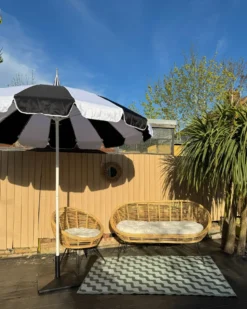 Haveparasol 245 cm MINOA Sort/hvid