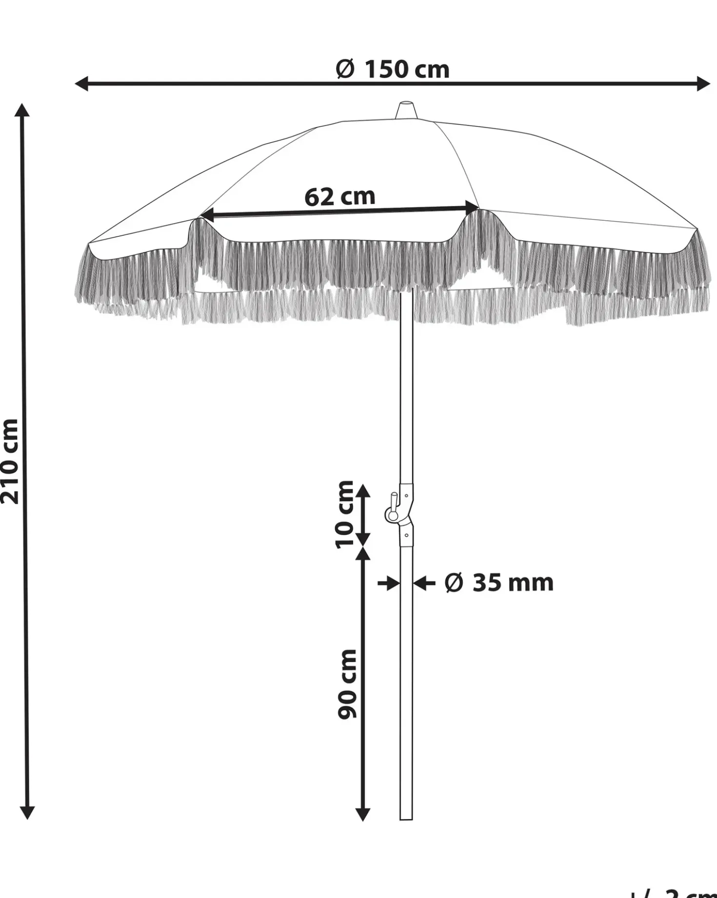 Haveparasol 150 cm MONDELLO Gul