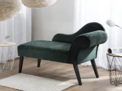 Højrevendt chaiselong BIARRITZ Velour Mørkegrøn