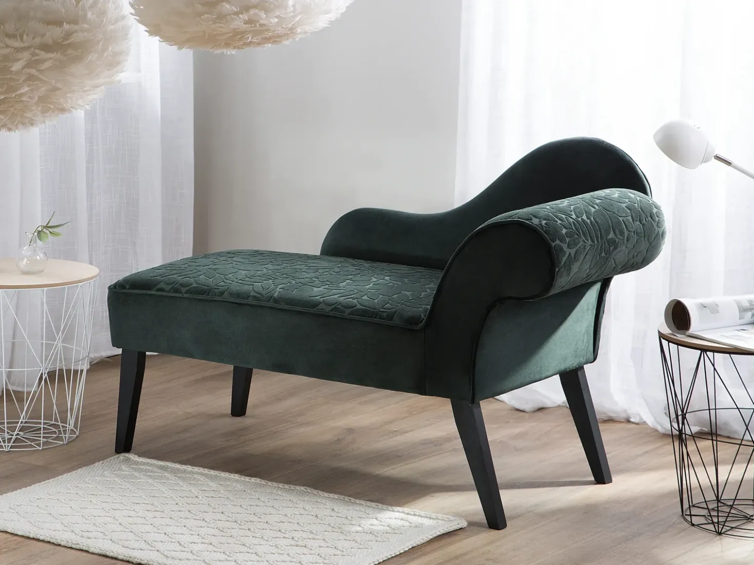 Højrevendt chaiselong BIARRITZ Velour Mørkegrøn
