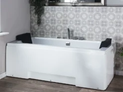 Hjørne-boblebad med LED GALLEY 170 x 75 cm Hvid