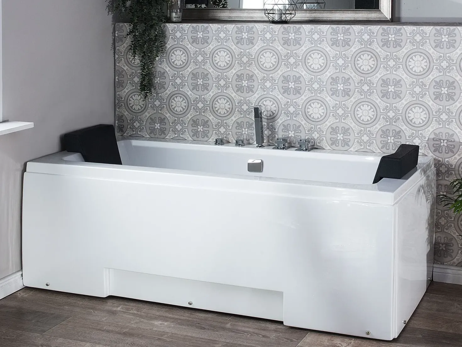 Hjørne-boblebad med LED GALLEY 170 x 75 cm Hvid