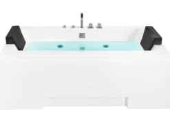 Hjørne-boblebad med LED GALLEY 170 x 75 cm Hvid