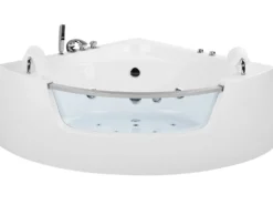 Hjørne-boblebad med LED MANGLE 201 x 150 cm Hvid