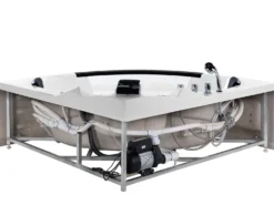 Hjørne-boblebad med LED MARTINICA 214 x 155 cm Hvid