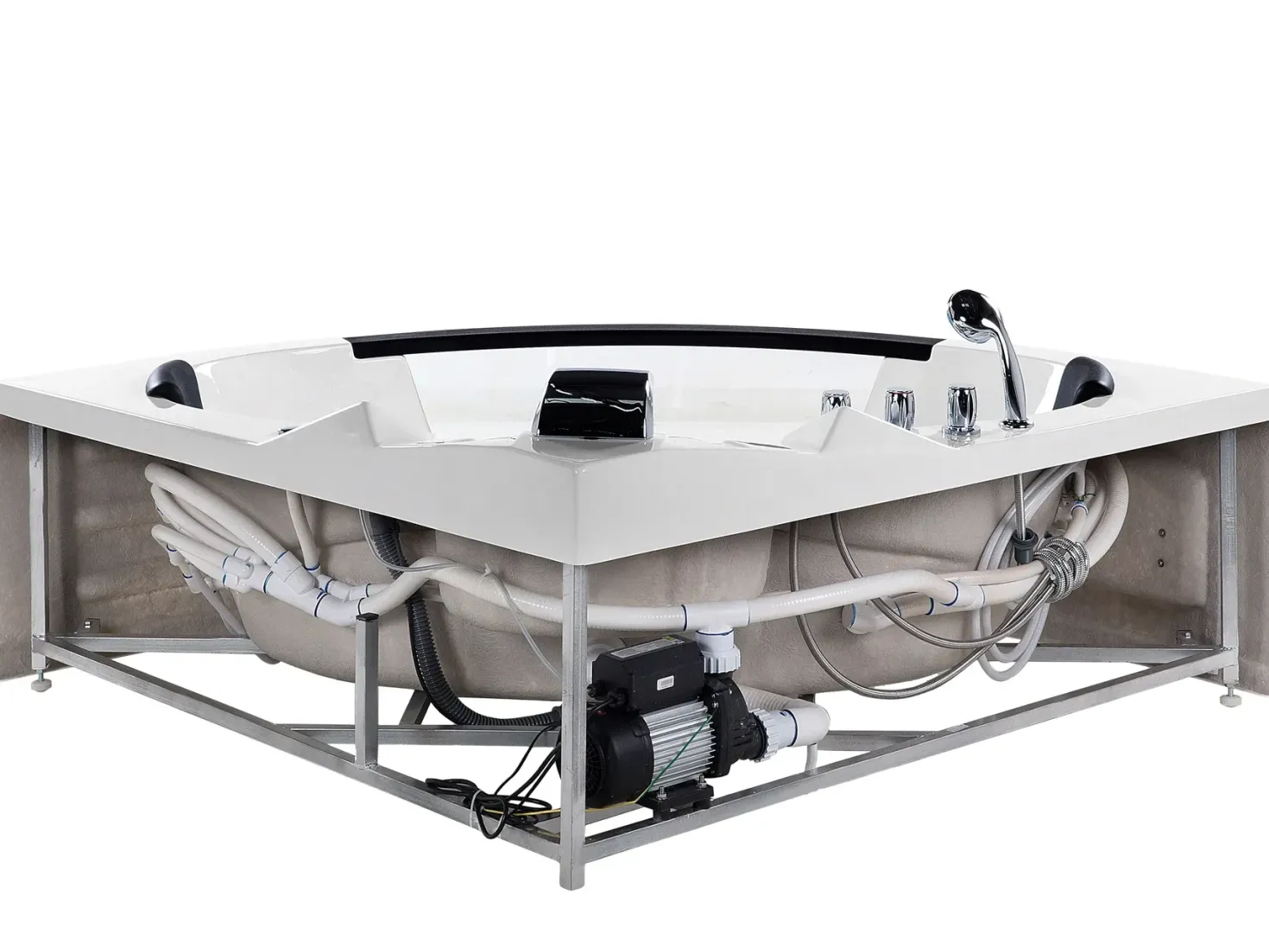 Hjørne-boblebad med LED MARTINICA 214 x 155 cm Hvid