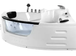 Hjørne-boblebad med LED MARTINICA 214 x 155 cm Hvid