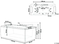 Hjørne-boblebad med LED MONTEGO 172 x 83 cm Sort