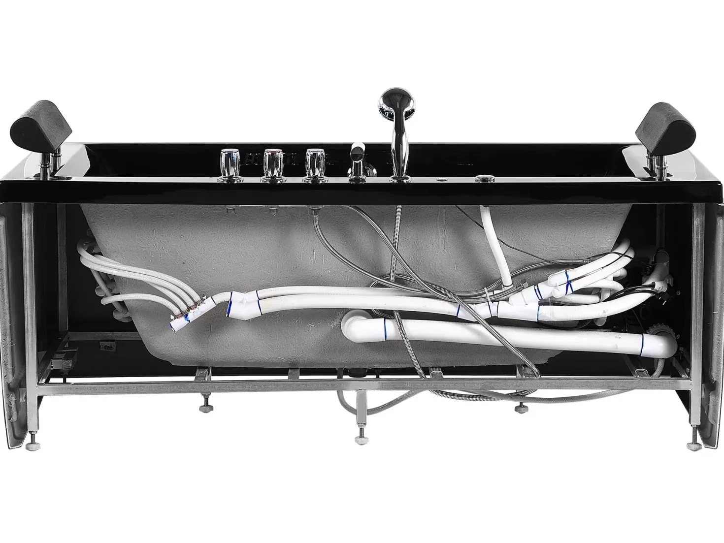 Hjørne-boblebad med LED MONTEGO 172 x 83 cm Sort