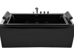 Hjørne-boblebad med LED MONTEGO 172 x 83 cm Sort