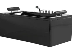 Hjørne-boblebad med LED MONTEGO 172 x 83 cm Sort