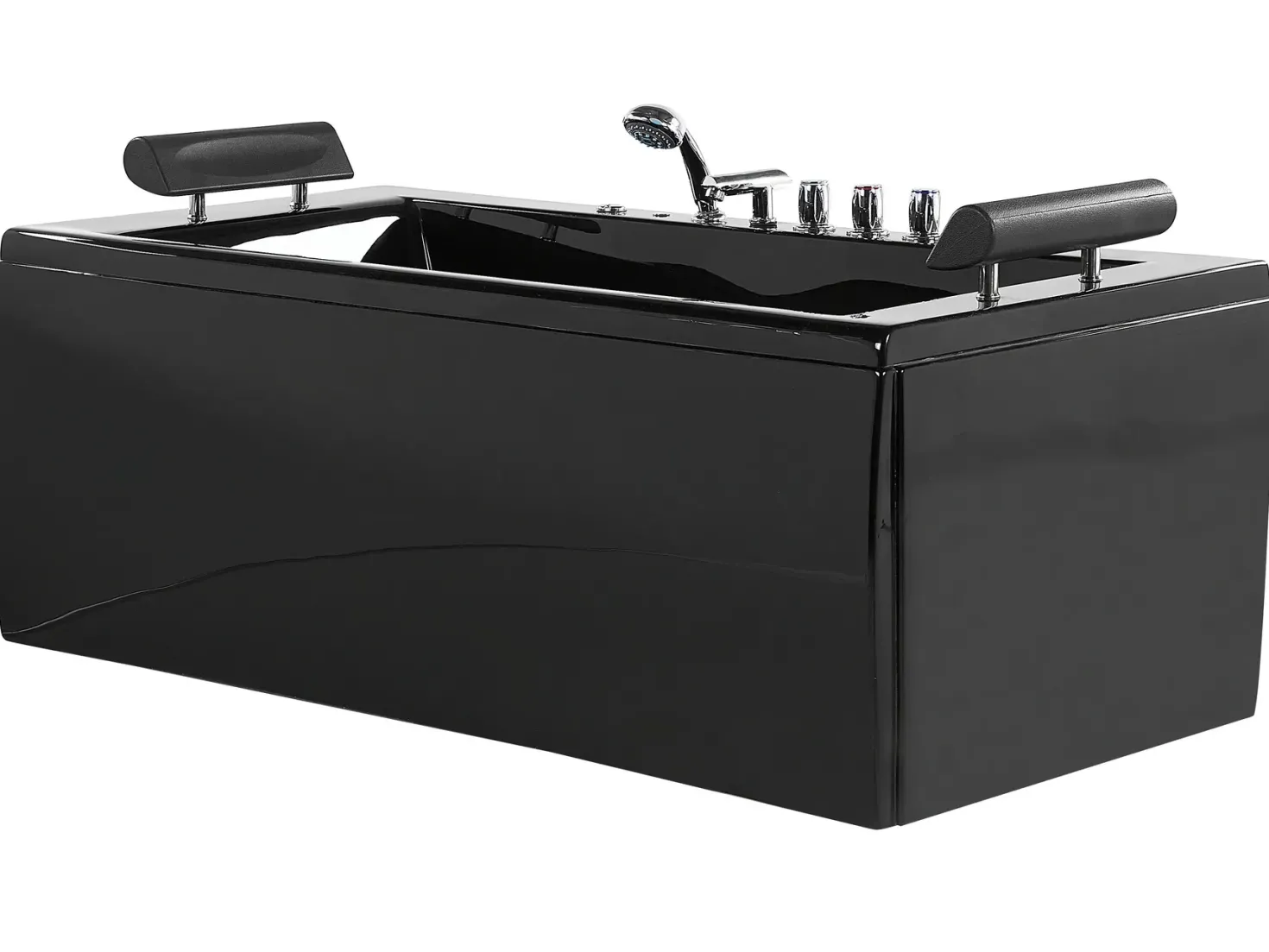 Hjørne-boblebad med LED MONTEGO 172 x 83 cm Sort