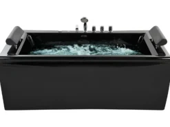 Hjørne-boblebad med LED MONTEGO 172 x 83 cm Sort