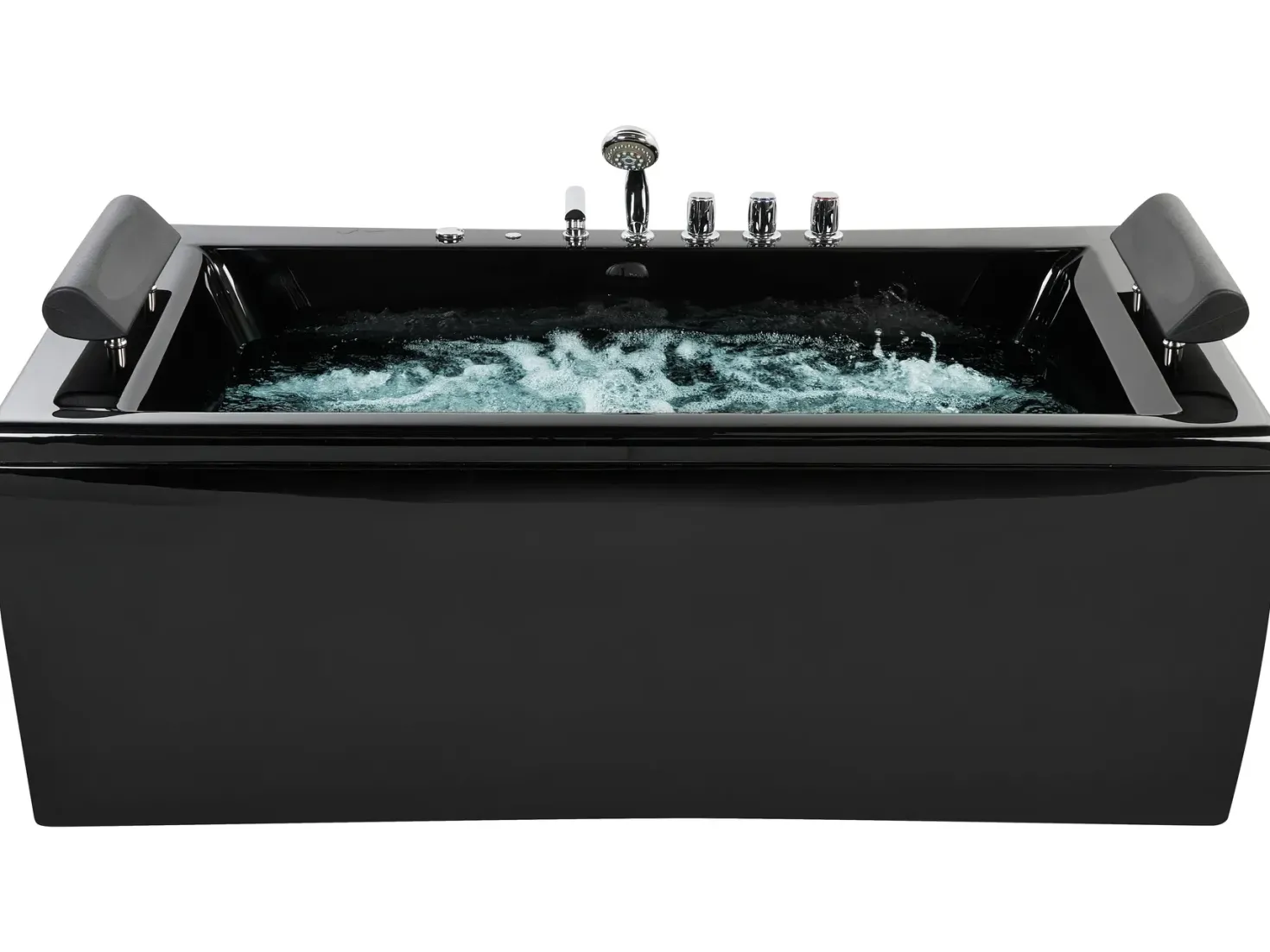 Hjørne-boblebad med LED MONTEGO 172 x 83 cm Sort