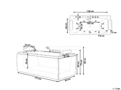 Hjørne-boblebad med LED MONTEGO 172 x 83 cm Hvid
