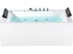 Hjørne-boblebad med LED MONTEGO 172 x 83 cm Hvid