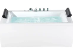 Hjørne-boblebad med LED MONTEGO 172 x 83 cm Hvid