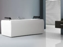 Hjørne-boblebad med LED MONTEGO 172 x 83 cm Hvid
