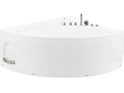 Hjørne-boblebad med LED PELICAN 206 x 165 cm Hvid