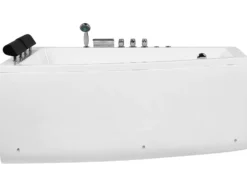 Hjørne-boblebad med LED SERRANA Højrevendt 182 x 121 cm Hvid