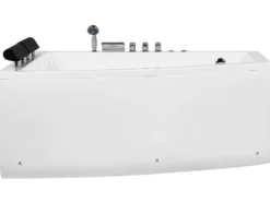 Hjørne-boblebad med LED SERRANA Højrevendt 182 x 121 cm Hvid