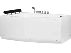 Hjørne-boblebad med LED SERRANA Højrevendt 182 x 121 cm Hvid