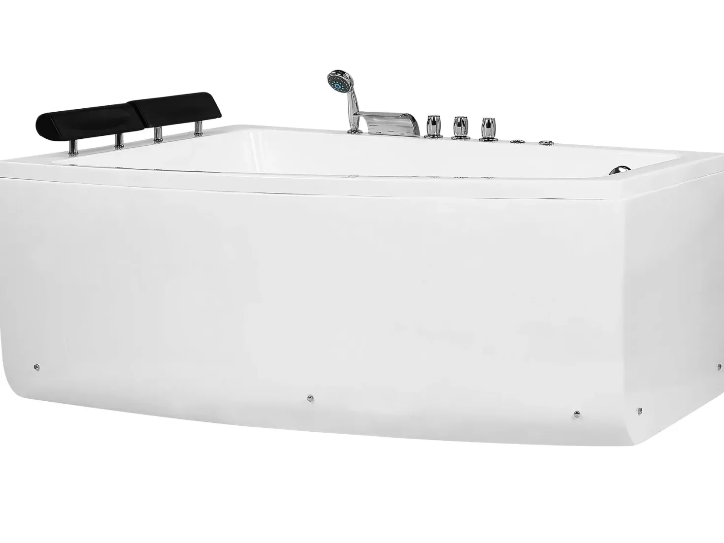 Hjørne-boblebad med LED SERRANA Højrevendt 182 x 121 cm Hvid