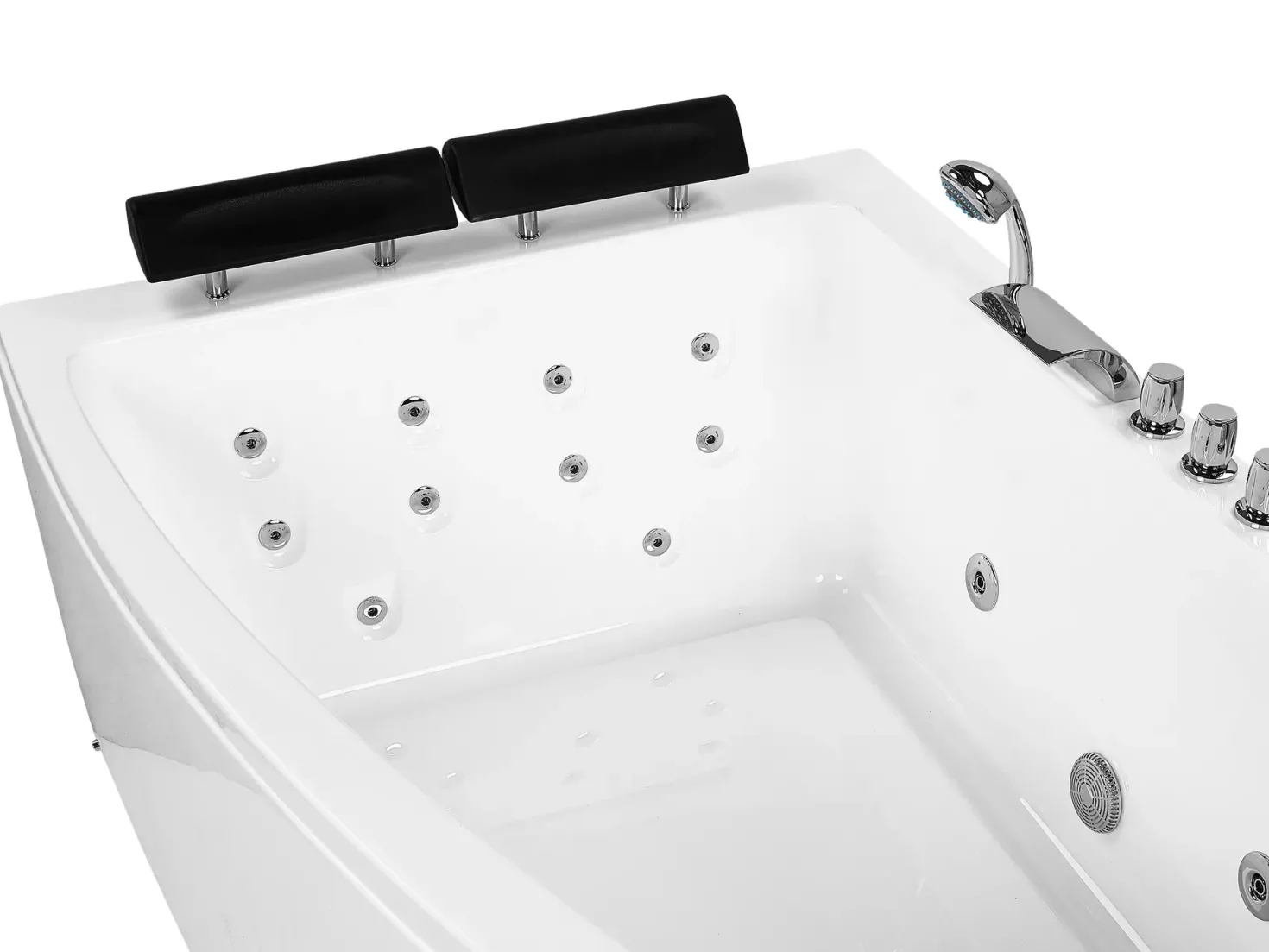 Hjørne-boblebad med LED SERRANA Højrevendt 182 x 121 cm Hvid