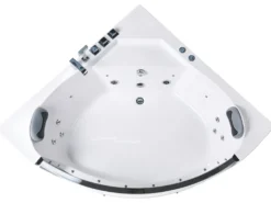Hjørne-boblebad med LED TAMULA 148 x 66 cm Hvid