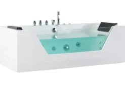 Hjørne-boblebad med LED SAMANA 174 x 79 cm Hvid