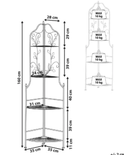 Hjørnereol SIDERNO Metal 158 cm 35 cm Sort
