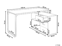 Hjørneskrivebord SOGNE Hvid 140 cm 100 cm