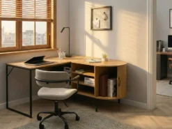 Hjørneskrivebord SOLARI Lysebrun 140 cm 140 cm