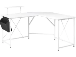 Hjørneskrivebord TACONY Hvid 180 cm 140 cm med opbevaring