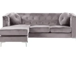 Hjørnesofa 3 personers FLEN Velour Grå Højrevendt