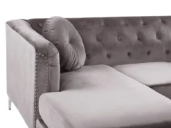 Hjørnesofa 3 personers FLEN Velour Grå Højrevendt