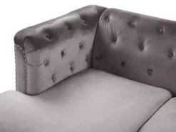 Hjørnesofa 3 personers FLEN Velour Grå Højrevendt