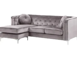 Hjørnesofa 3 personers FLEN Velour Grå Højrevendt