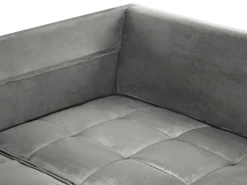 Hjørnesofa 3 personers GRENA Velour Lysegrå Venstrevendt