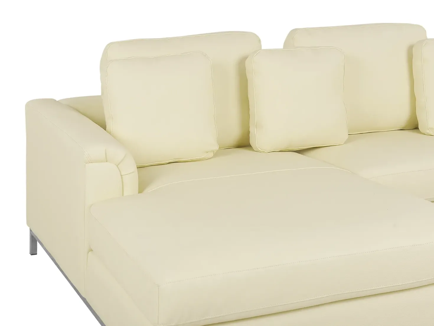 Hjørnesofa 4 personers OSLO Ægte læder Lys Beige Højrevendt
