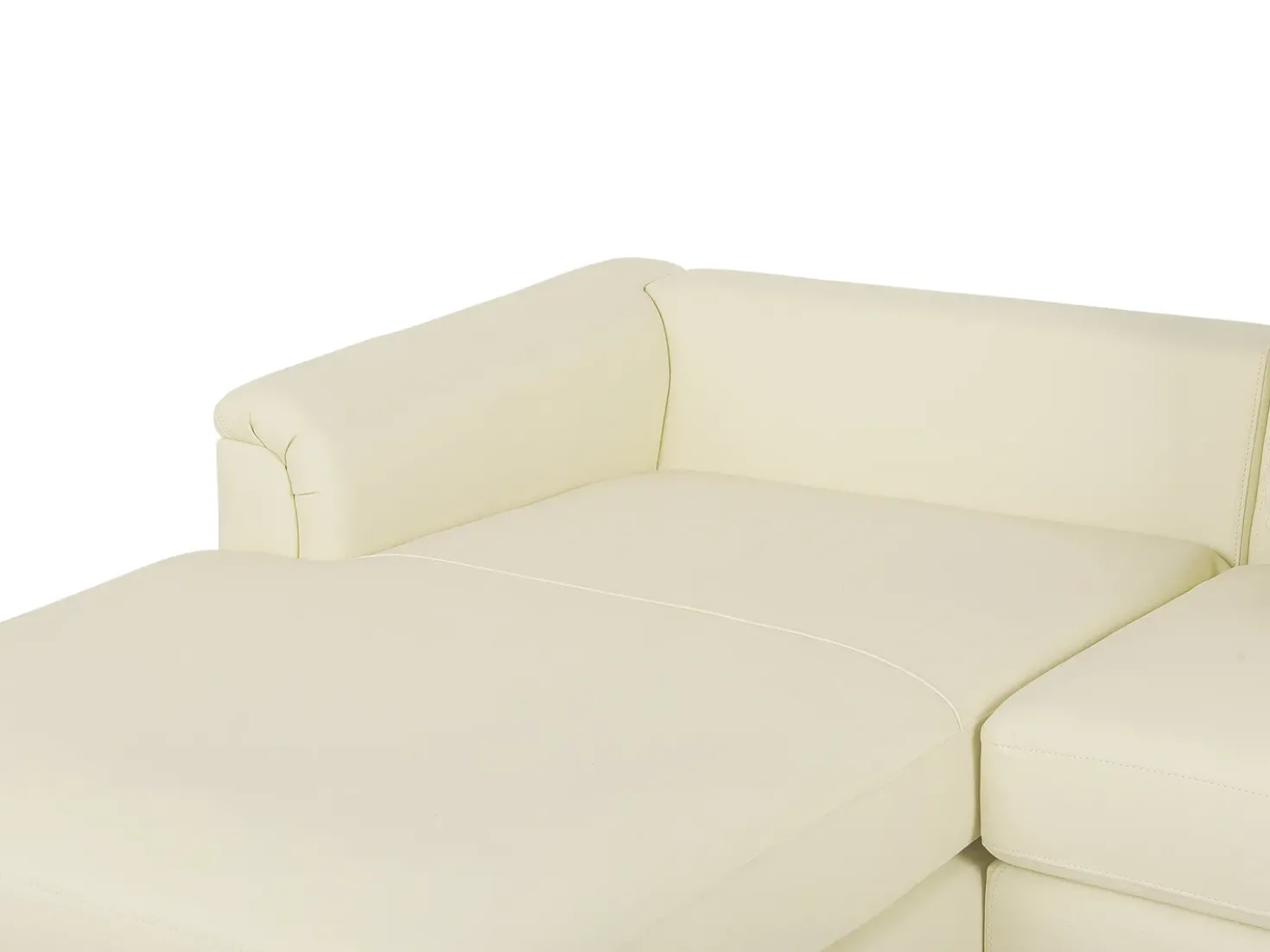 Hjørnesofa 4 personers OSLO Ægte læder Lys Beige Højrevendt