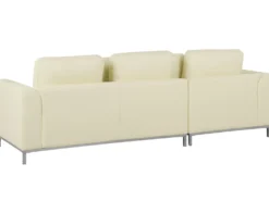 Hjørnesofa 4 personers OSLO Ægte læder Lys Beige Højrevendt