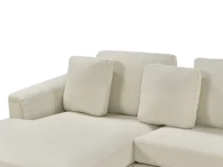 Hjørnesofa 5 personers OSLO Beige med fodskammel Højrevendt