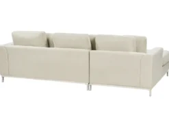 Hjørnesofa 5 personers OSLO Beige med fodskammel Højrevendt