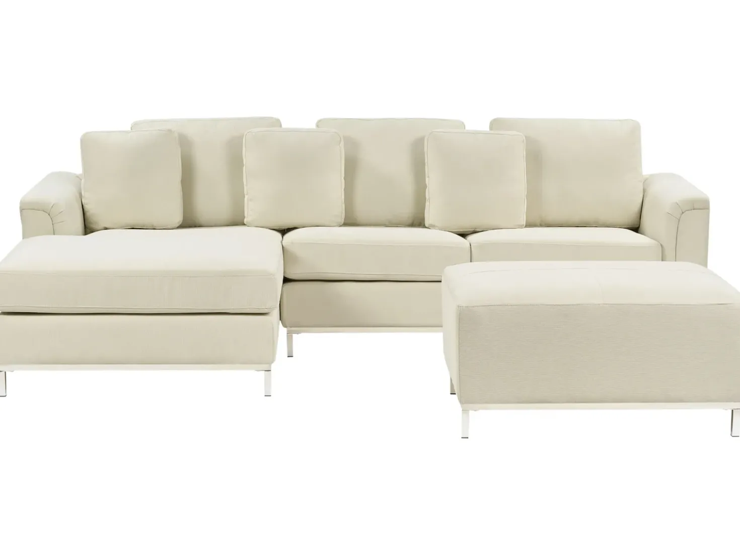 Hjørnesofa 5 personers OSLO Beige med fodskammel Højrevendt
