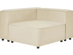 Hjørnesofa modul 2 personers APRICA Kunstlinned Beige med fodskammel Højrevendt