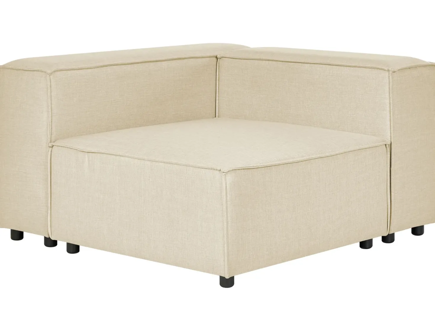 Hjørnesofa modul 2 personers APRICA Kunstlinned Beige med fodskammel Højrevendt